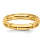 14k Yellow Gold 4mm Milgrain Half Round Comfort Fit Wedding Band