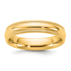 14KY 4.5mm Milgrain Comfort Fit Band Size 14
