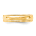 14k Yellow Gold 5mm Milgrain Half Round Comfort Fit Wedding Band