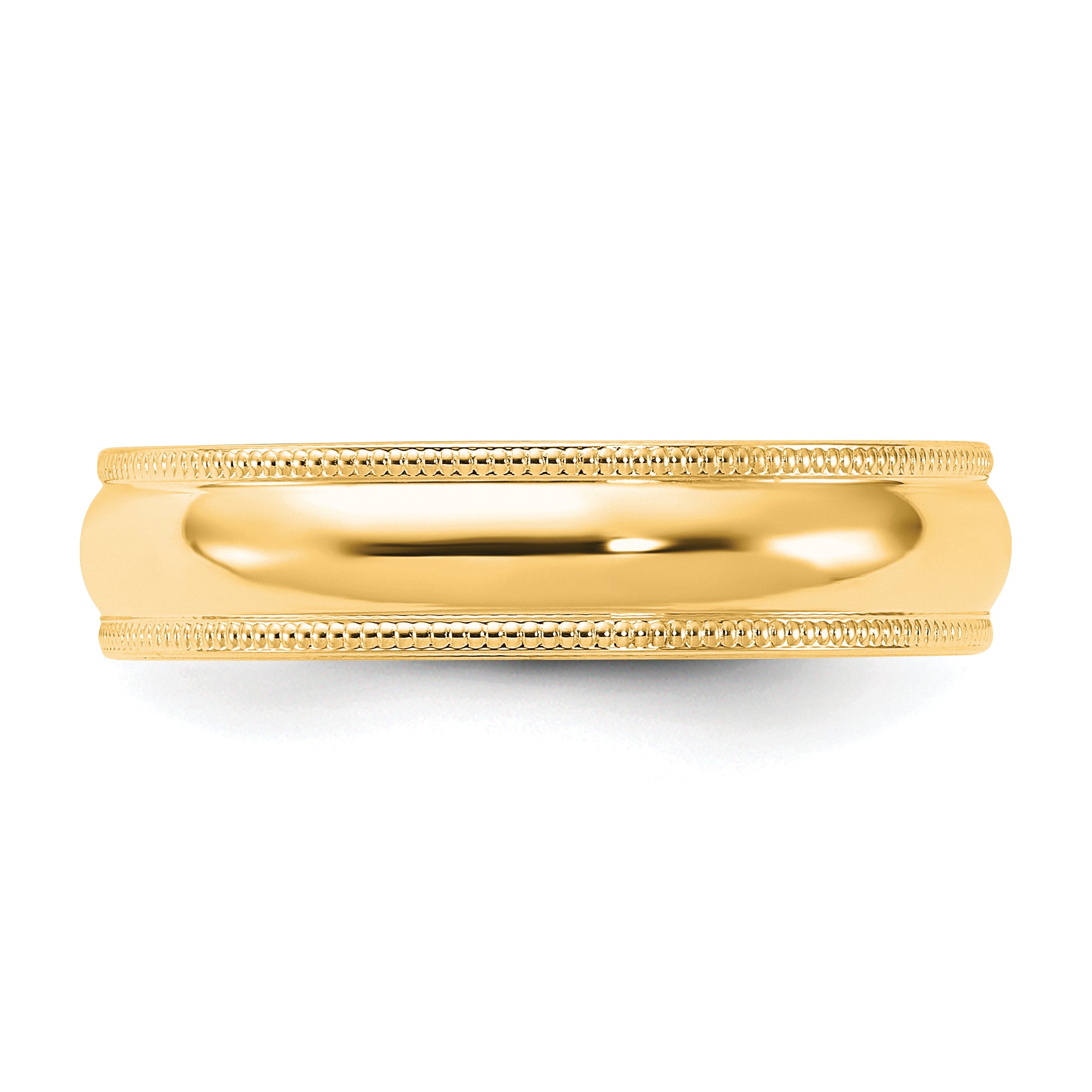 14k Yellow Gold 5mm Milgrain Half Round Comfort Fit Wedding Band