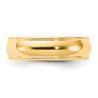 14k Yellow Gold 6mm Milgrain Half Round Comfort Fit Wedding Band
