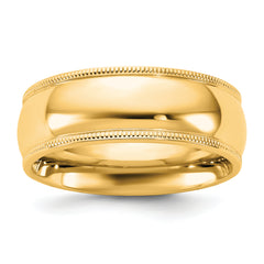 14KY 7mm Milgrain Comfort Fit Band Size 14