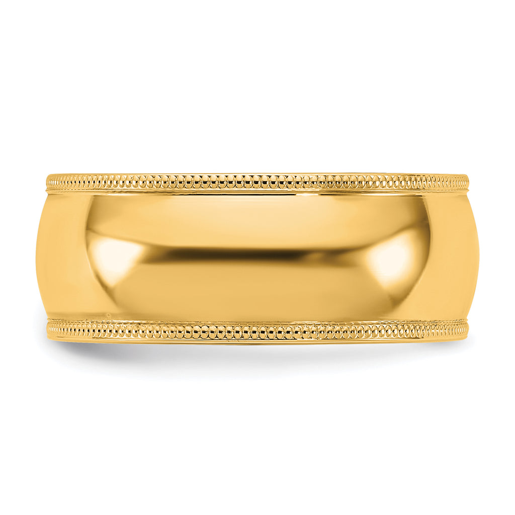 14KY 8mm Milgrain Comfort Fit Band