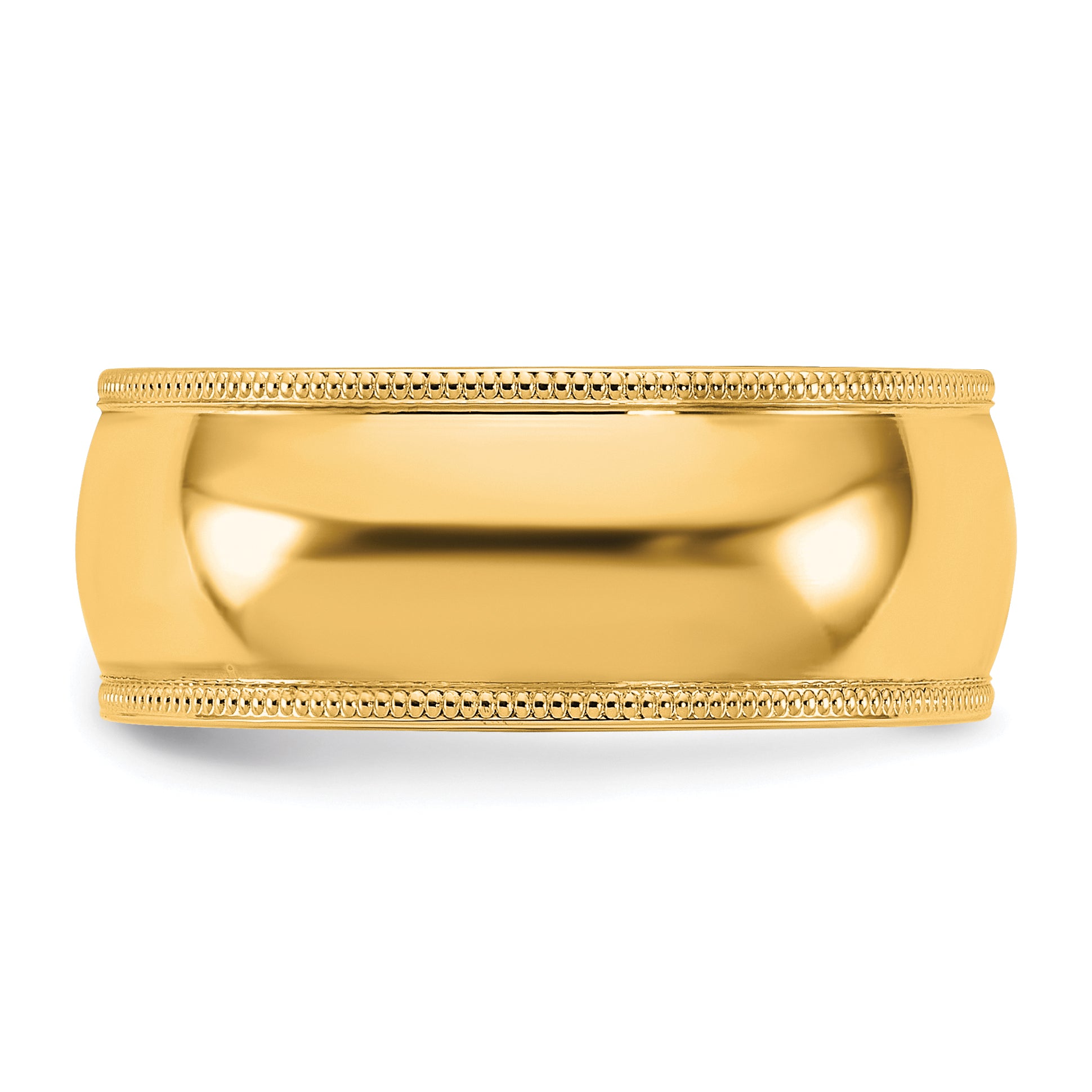 8.0mm 10K Yellow Gold Milgrain Comfort Fit Wedding Band - Sophia Jewelers