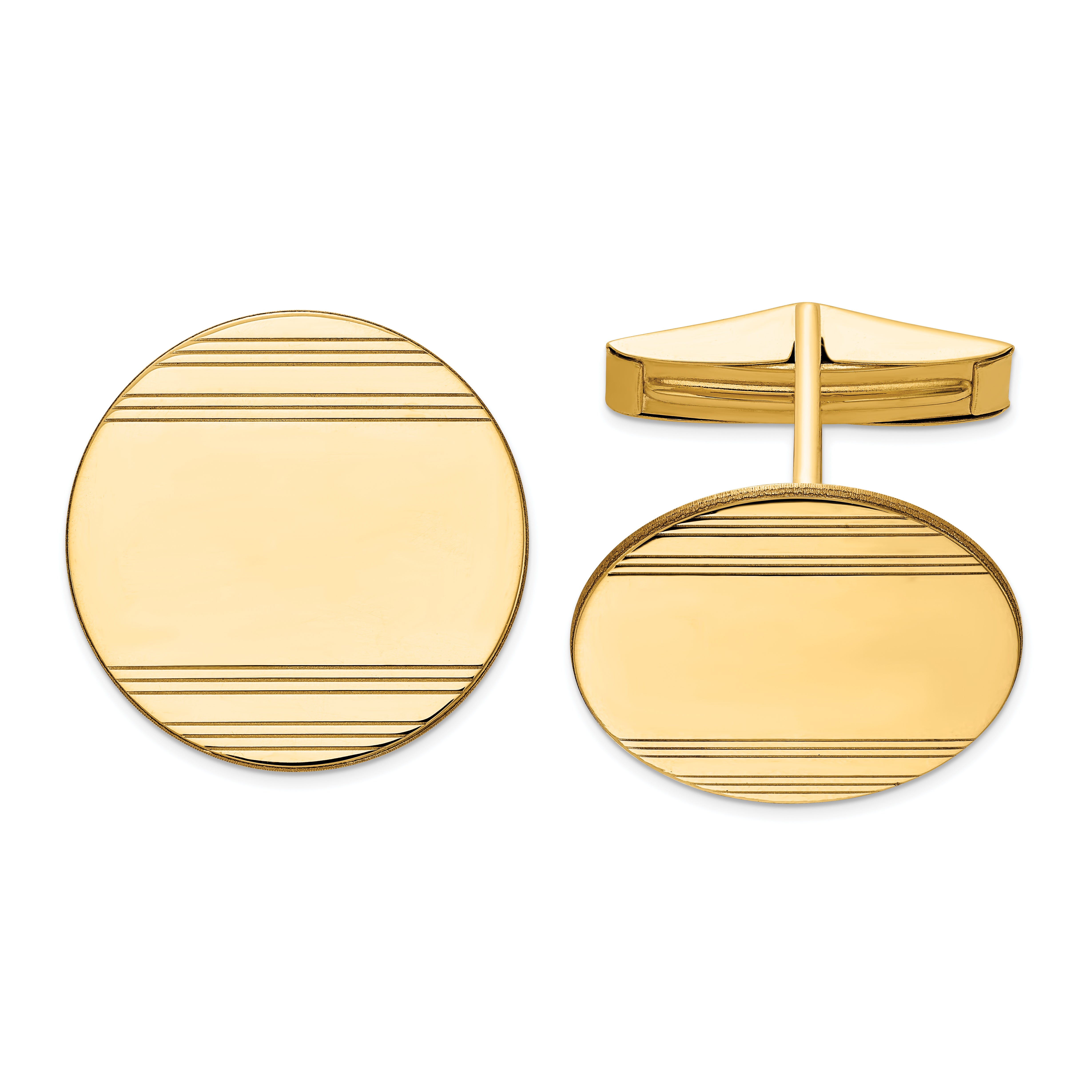 14k Men's Circular w/ Line Design Cuff Links Main image