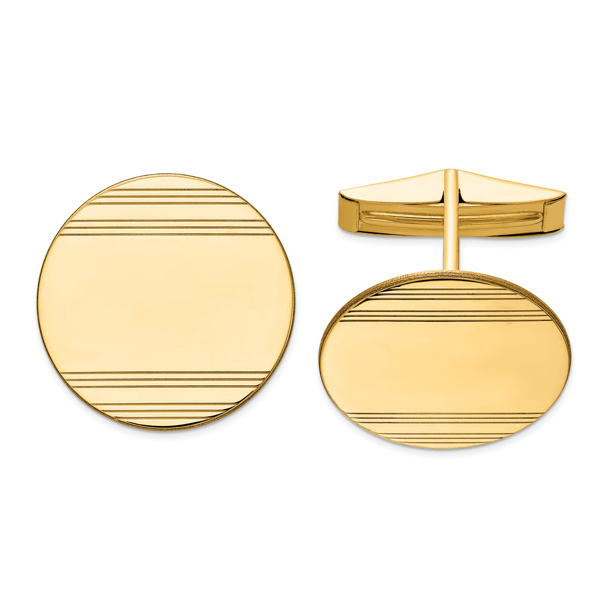 14k Men's Circular w/ Line Design Cuff Links