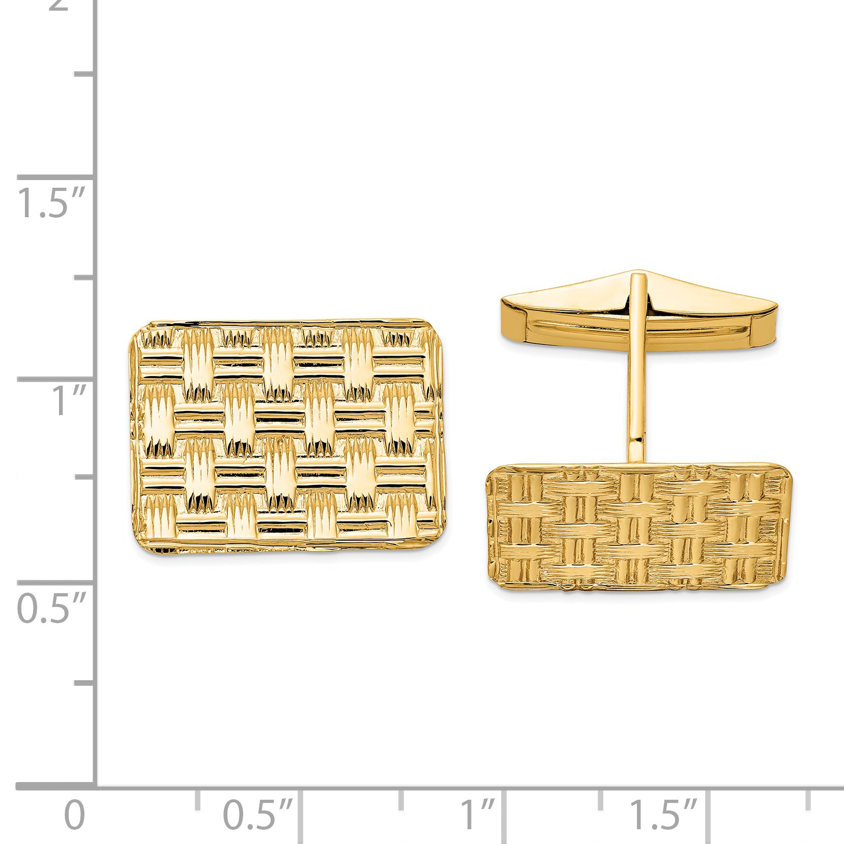 14k Men's Basketweave Textured Cuff Links Secondary image