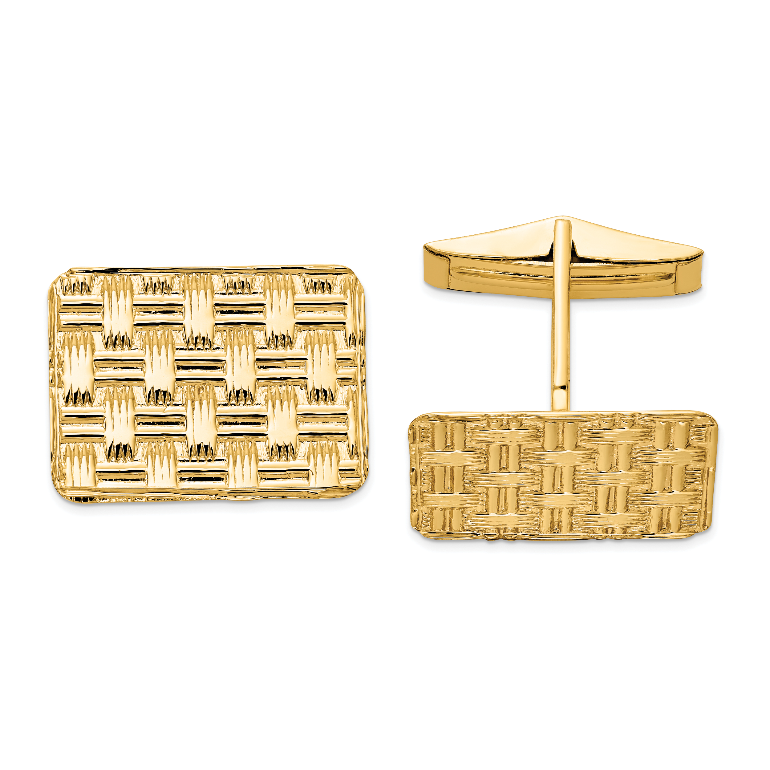 14k Men's Basketweave Textured Cuff Links Main image