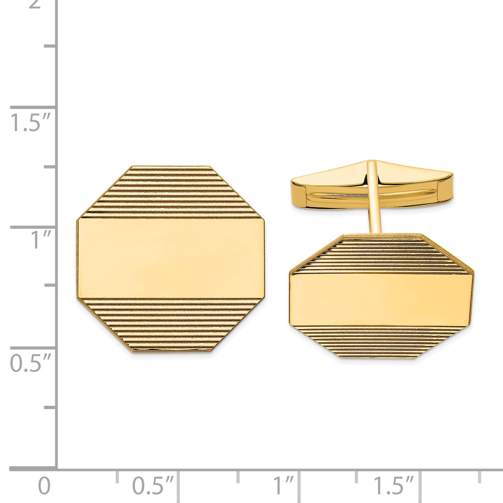 14k Men's Octagonal w/ Line Design Cuff Links Secondary image