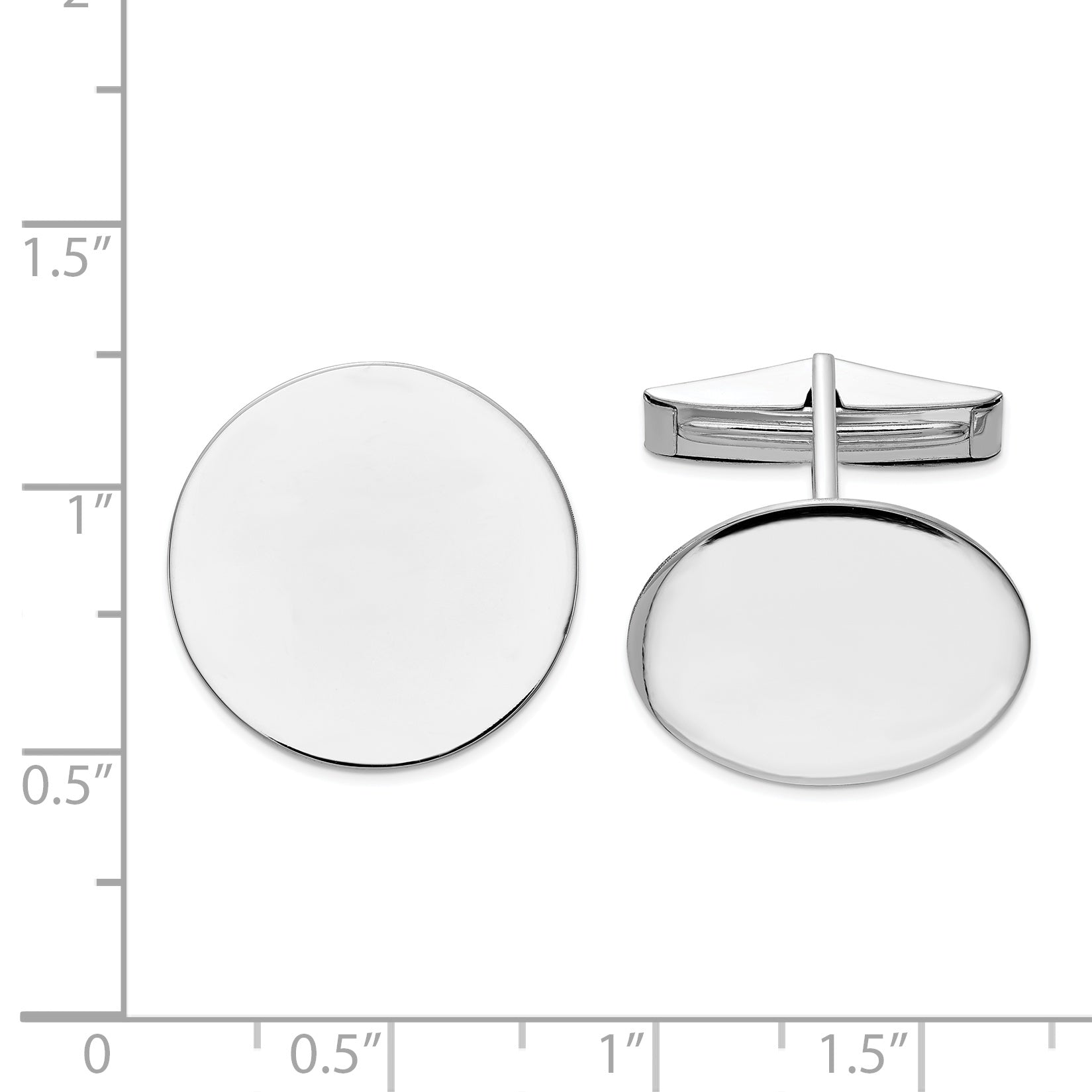 14K White Gold Polished Circular Cuff Links Secondary image
