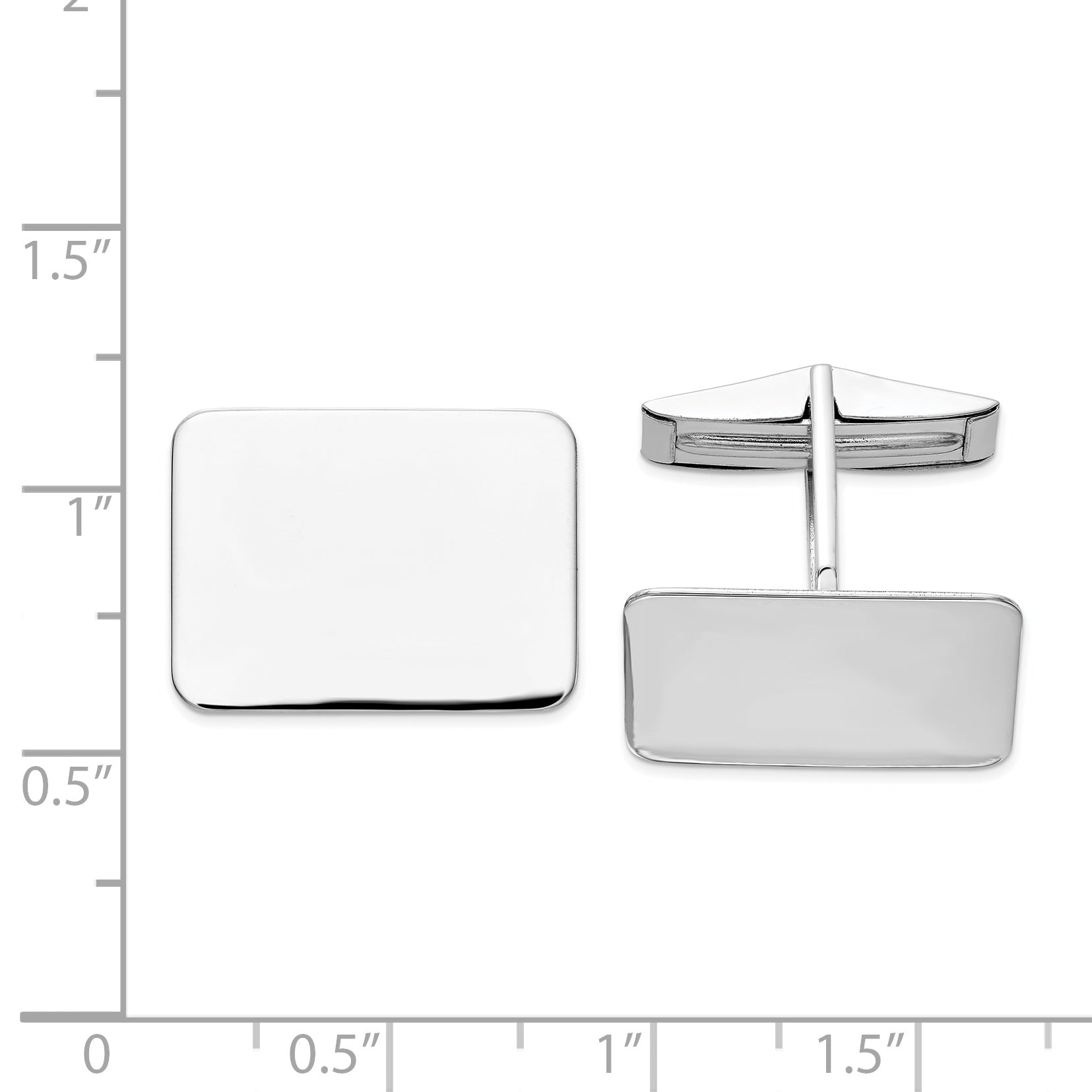 14K White Gold Rectangular Cuff Links Secondary image