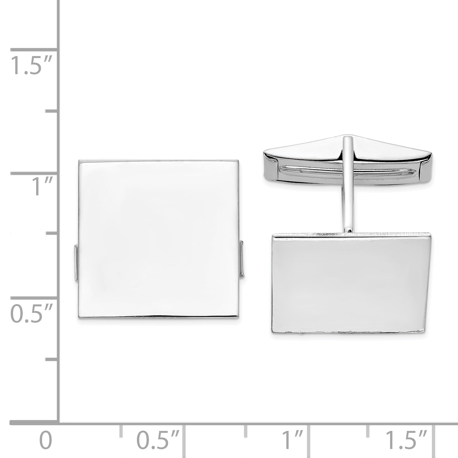 14K White Gold Square Cuff Links Secondary image