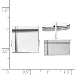 14K WG Men's Square w/Line Design Cuff Links