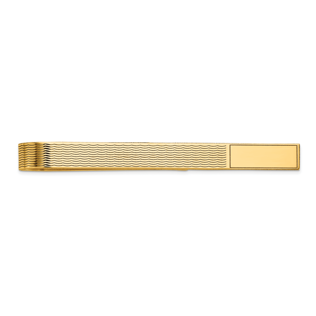 14k Mens Grooved Engravable Tie Bar