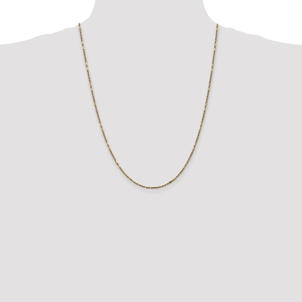 14K 24 inch  1.8mm Diamond-cut Milano Rope with Lobster Clasp Chain