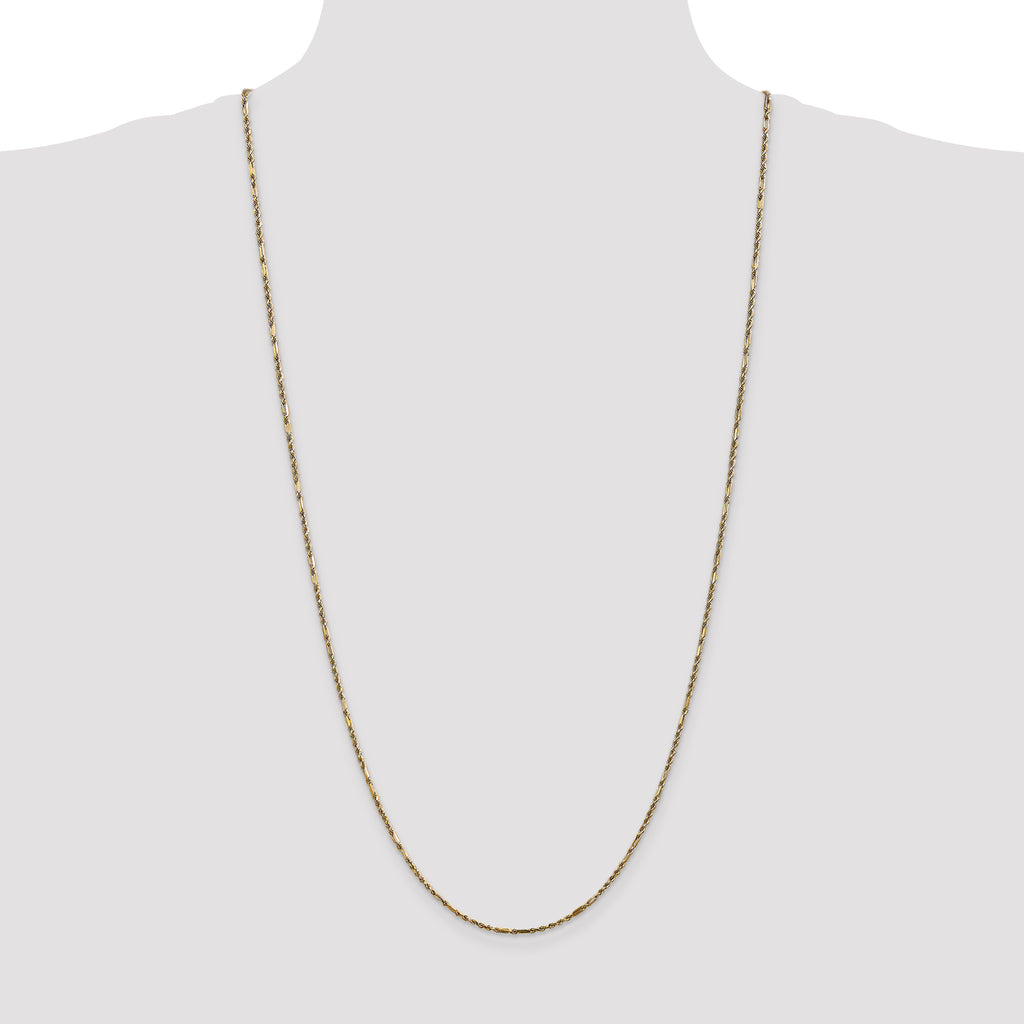 14K 30 inch  1.8mm Diamond-cut Milano Rope with Lobster Clasp Chain