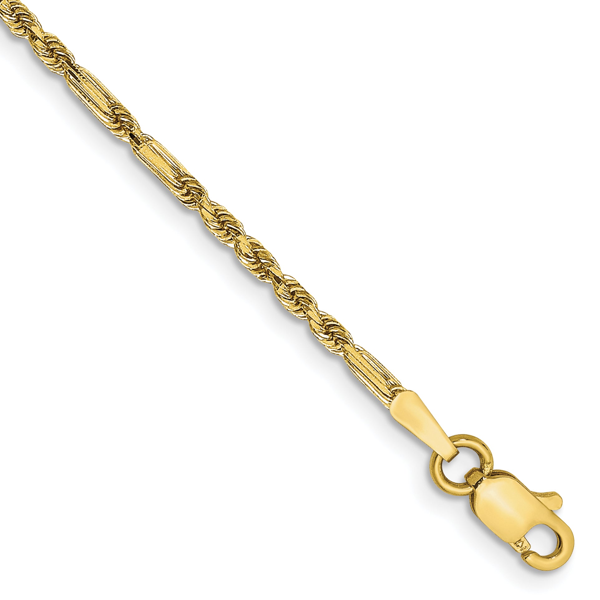 14K 10 inch  1.8mm Diamond-cut Milano Rope with Lobster Clasp Anklet Main image