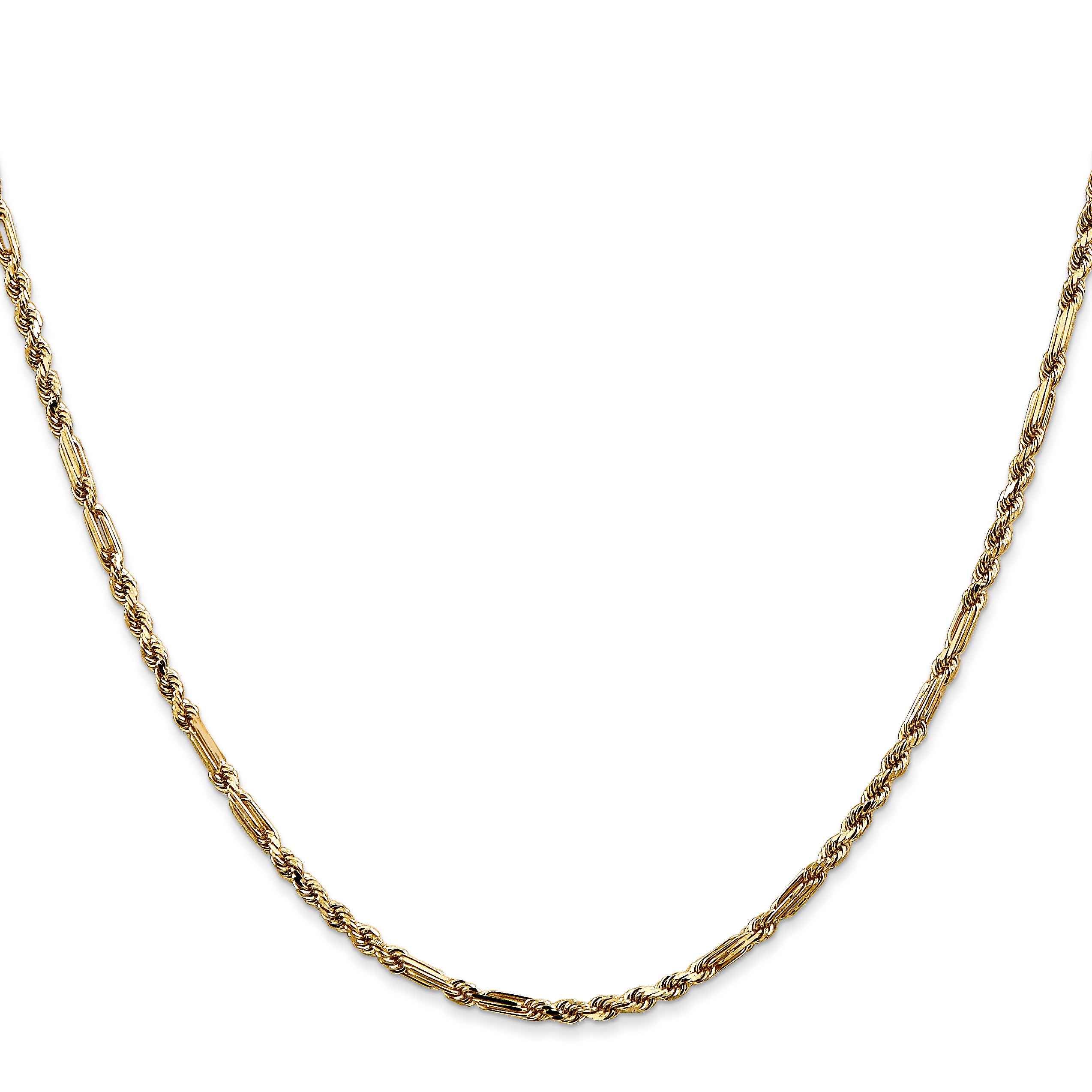 14K 16 inch  2.25mm Diamond-cut Milano Rope with Lobster Clasp Chain Secondary image