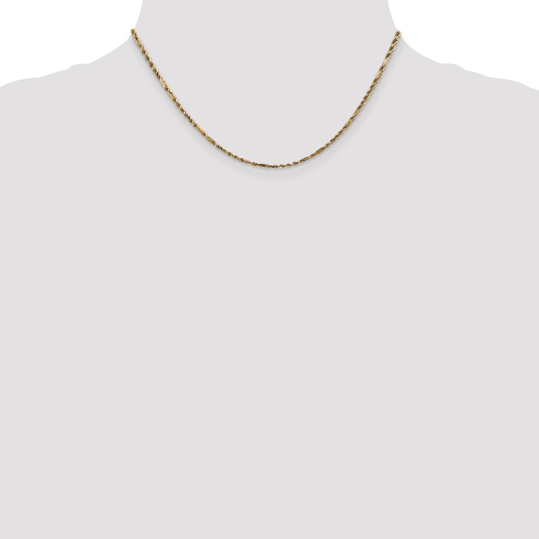14K 16 inch  2.25mm Diamond-cut Milano Rope with Lobster Clasp Chain