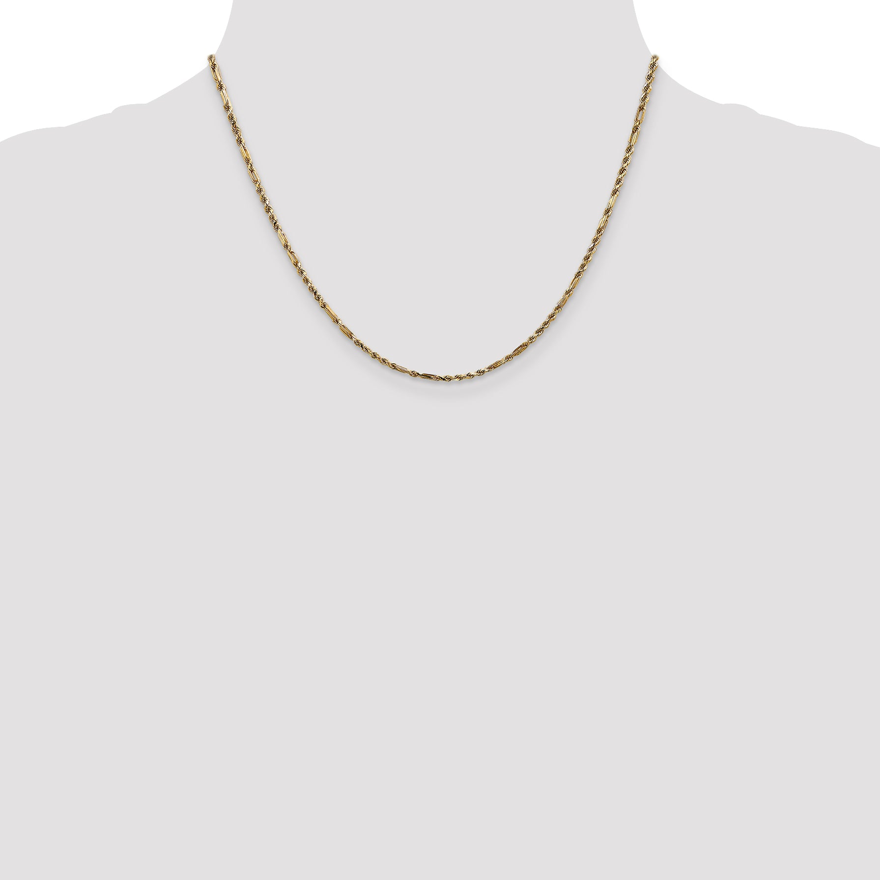 14K 18 inch  2.25mm Diamond-cut Milano Rope with Lobster Clasp Chain