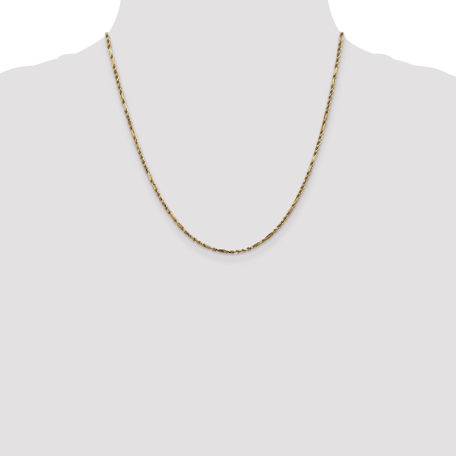 14K 20 inch  2.25mm Diamond-cut Milano Rope with Lobster Clasp Chain