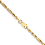 14K 30 inch  2.5mm Diamond-cut Milano Rope with Lobster Clasp Chain