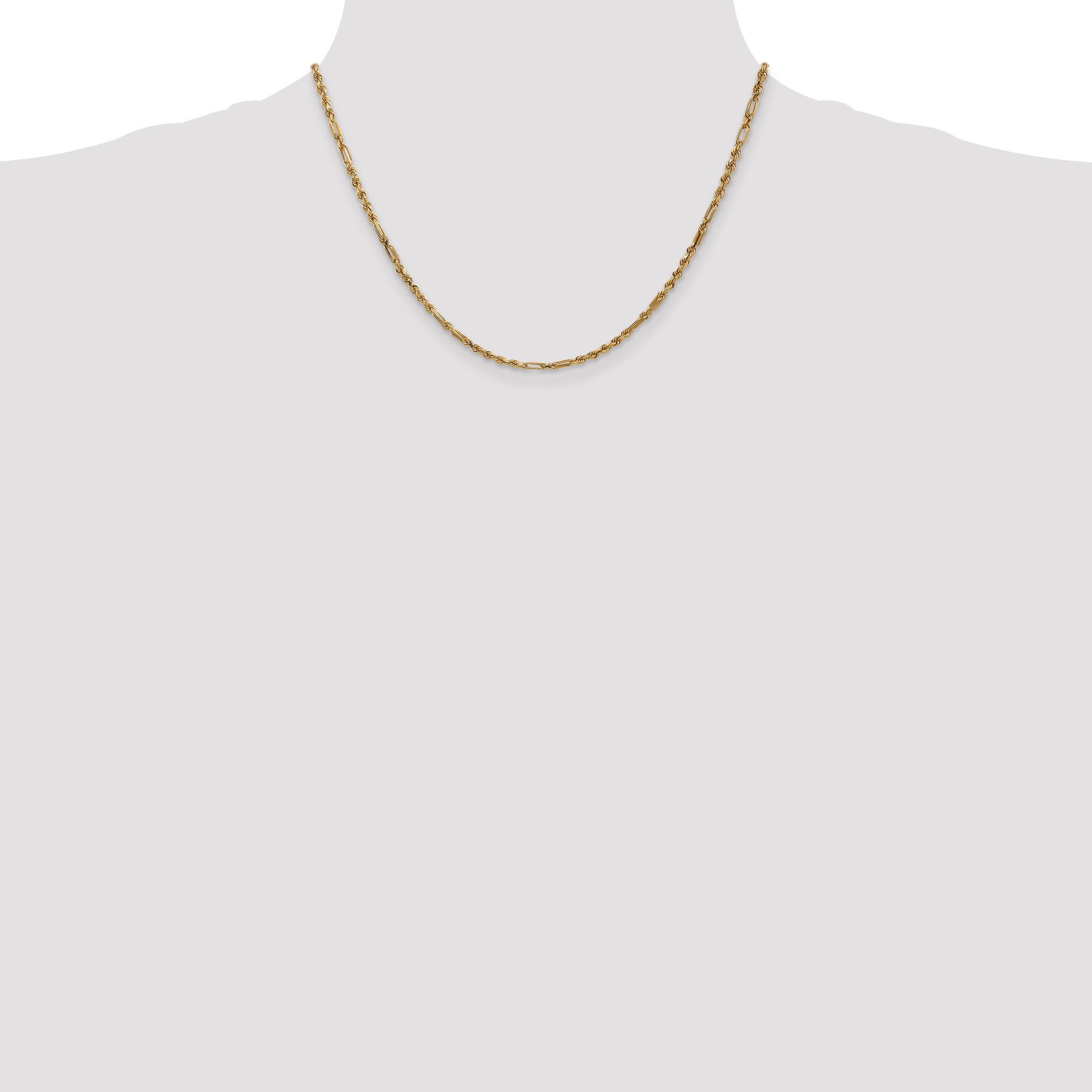 14K 18 inch  2.5mm Diamond-cut Milano Rope with Lobster Clasp Chain