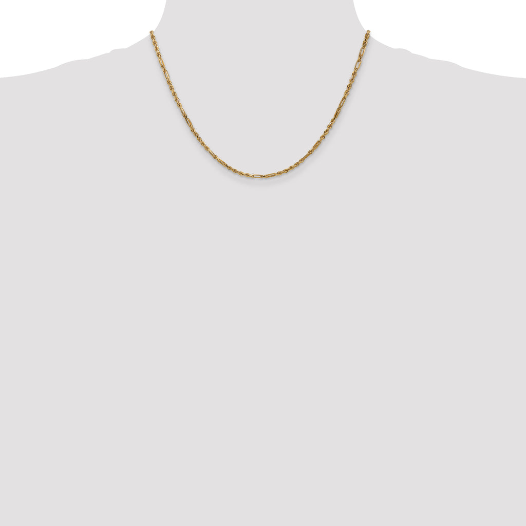 14K 18 inch  2.5mm Diamond-cut Milano Rope with Lobster Clasp Chain