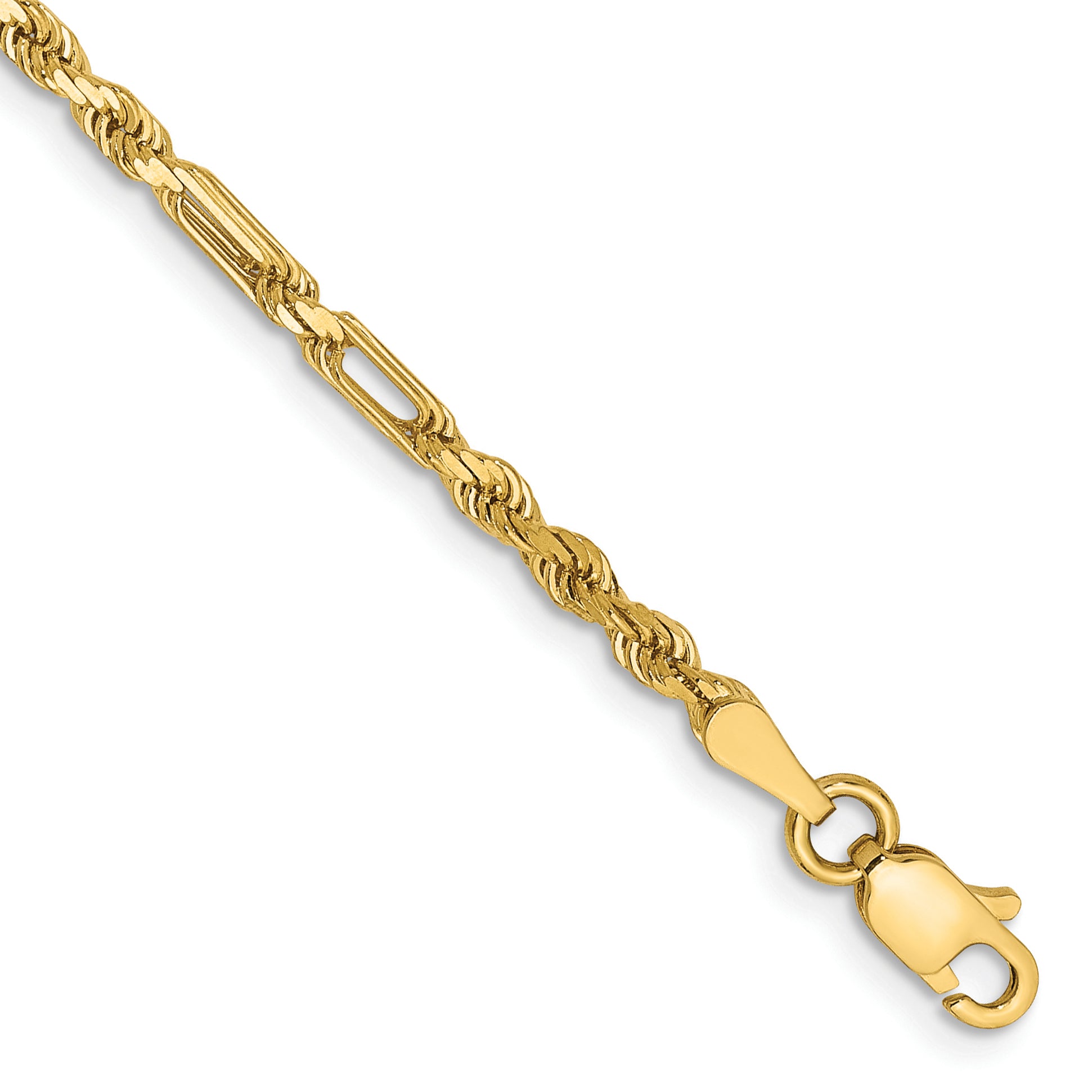 14K 8 inch  2.5mm Diamond-cut Milano Rope with Lobster Clasp Chain Main image