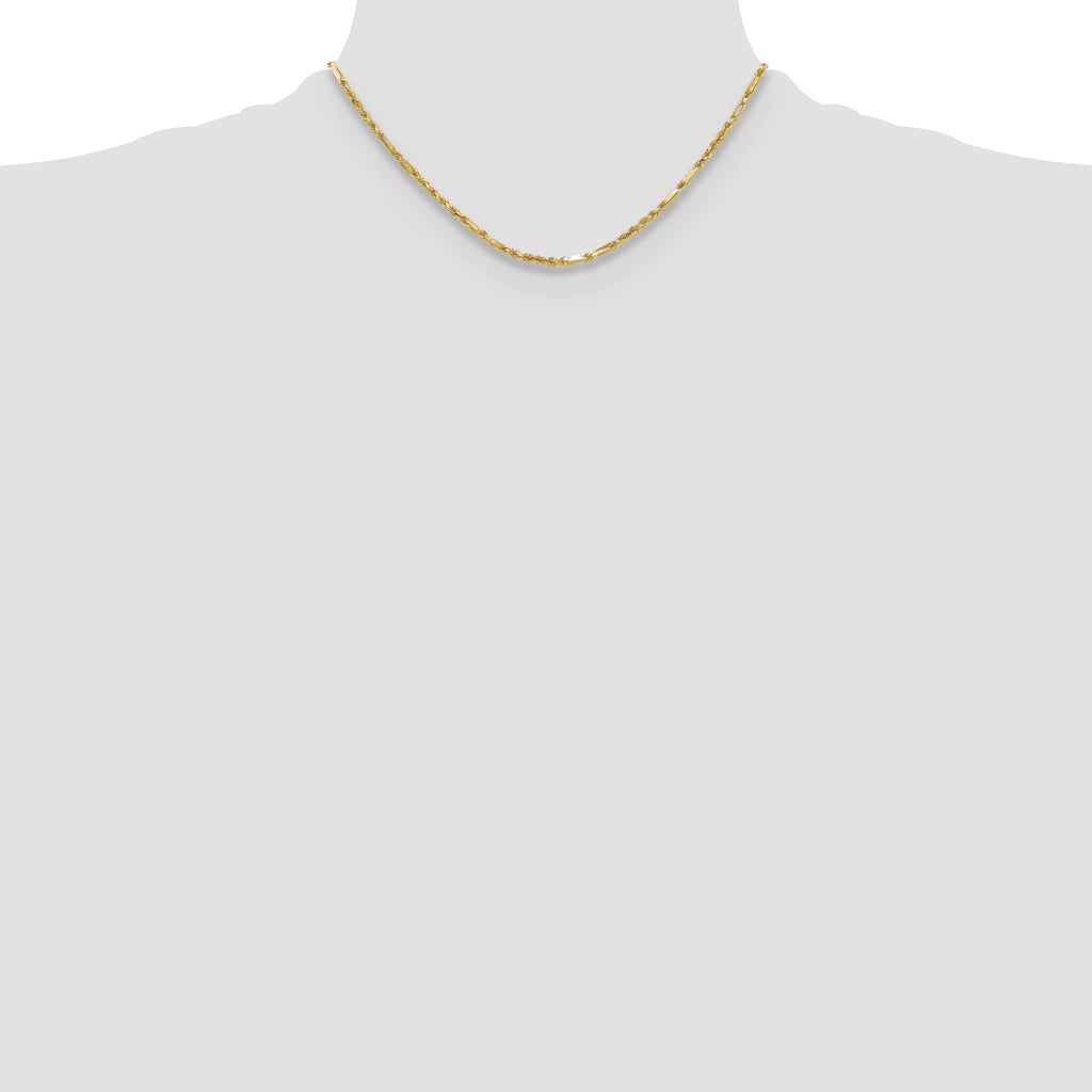 14k 2.75mm D/C Milano Rope Chain