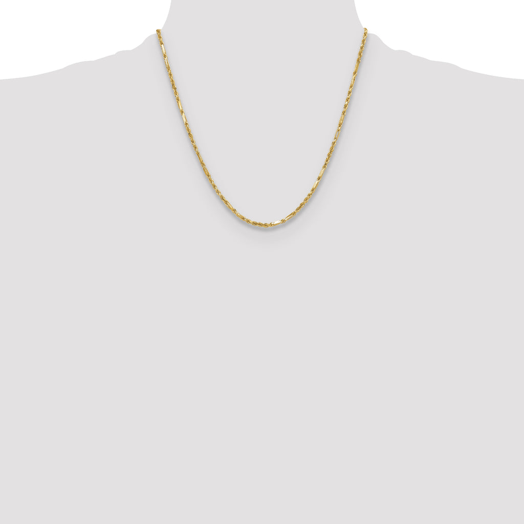 14k 2.75mm D/C Milano Rope Chain