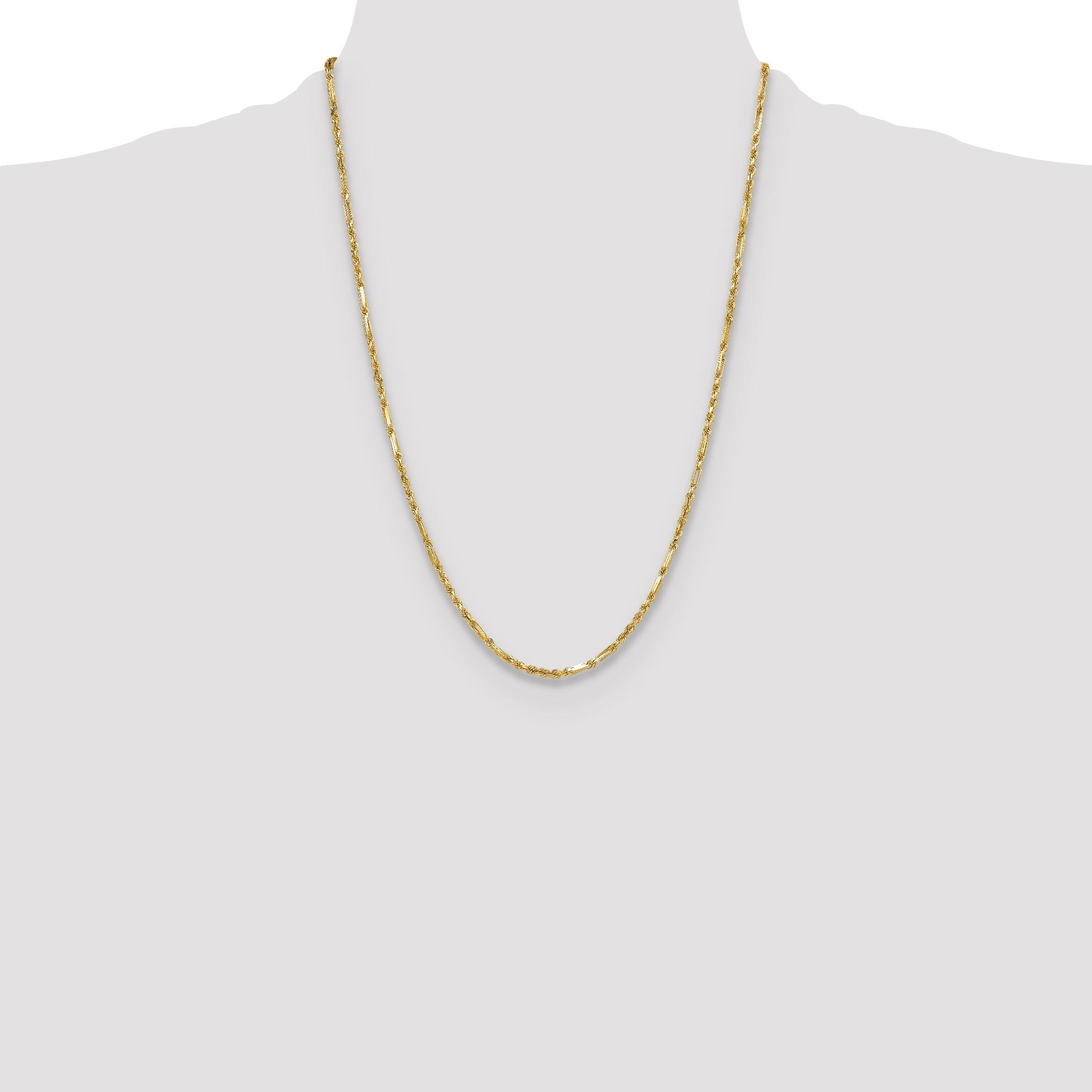 14k 2.75mm D/C Milano Rope Chain