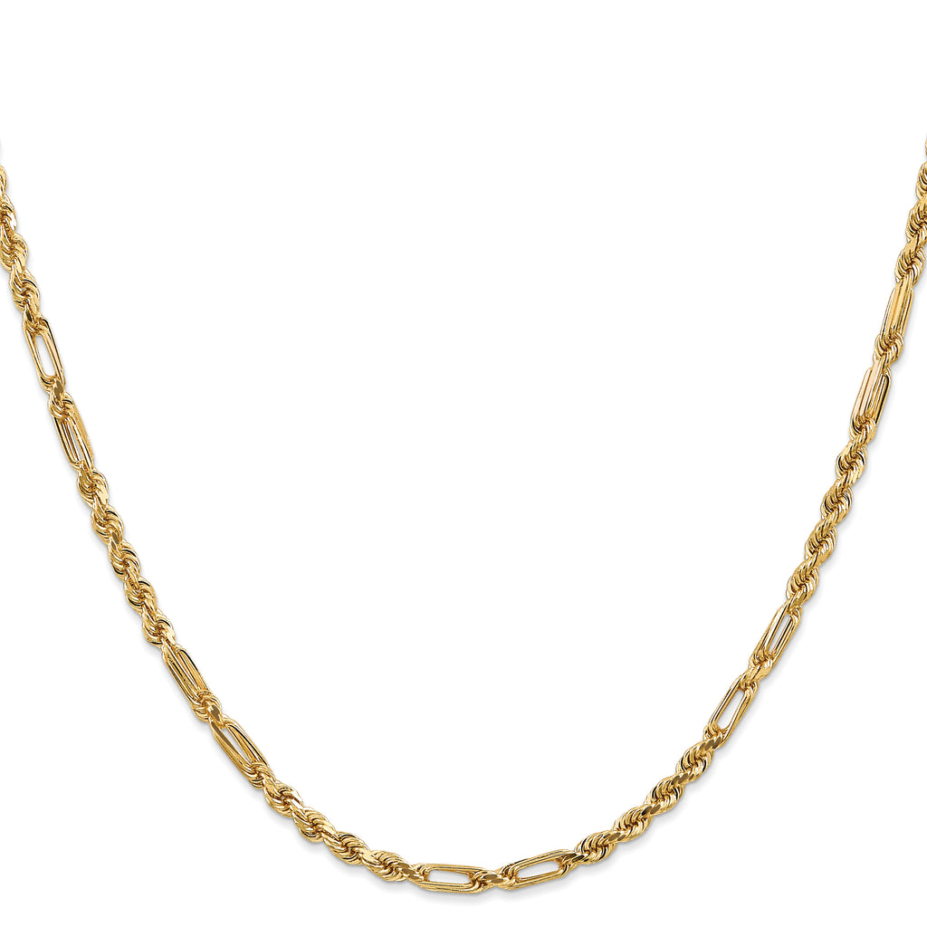 14K 3mm Diamond-Cut Milano Rope with Lobster Clasp Chain
