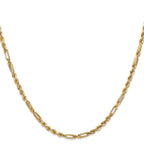 14K Yellow Gold Solid Diamond-Cut Rope Chain Necklace 3mm