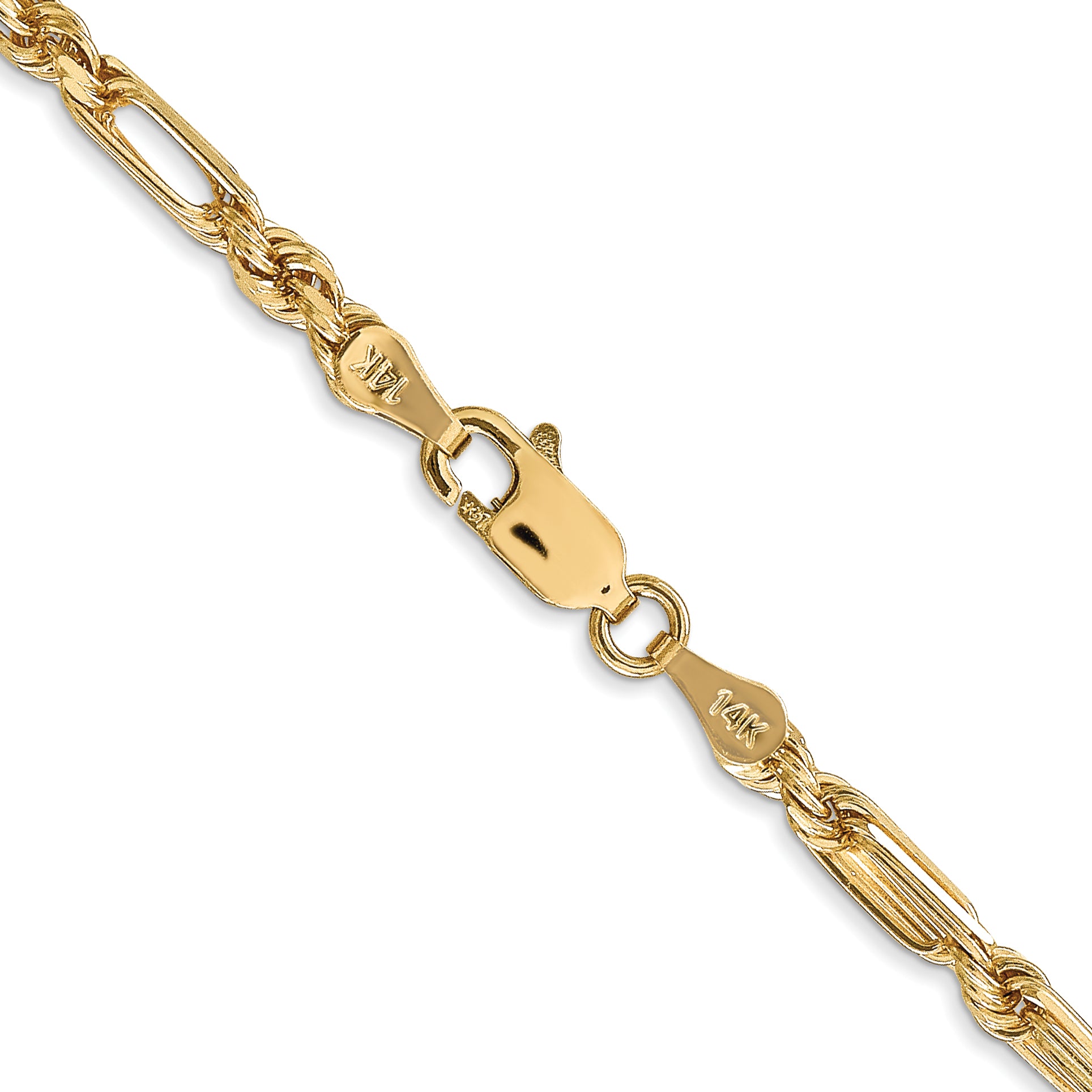 14K 3mm Diamond-Cut Milano Rope with Lobster Clasp Chain
