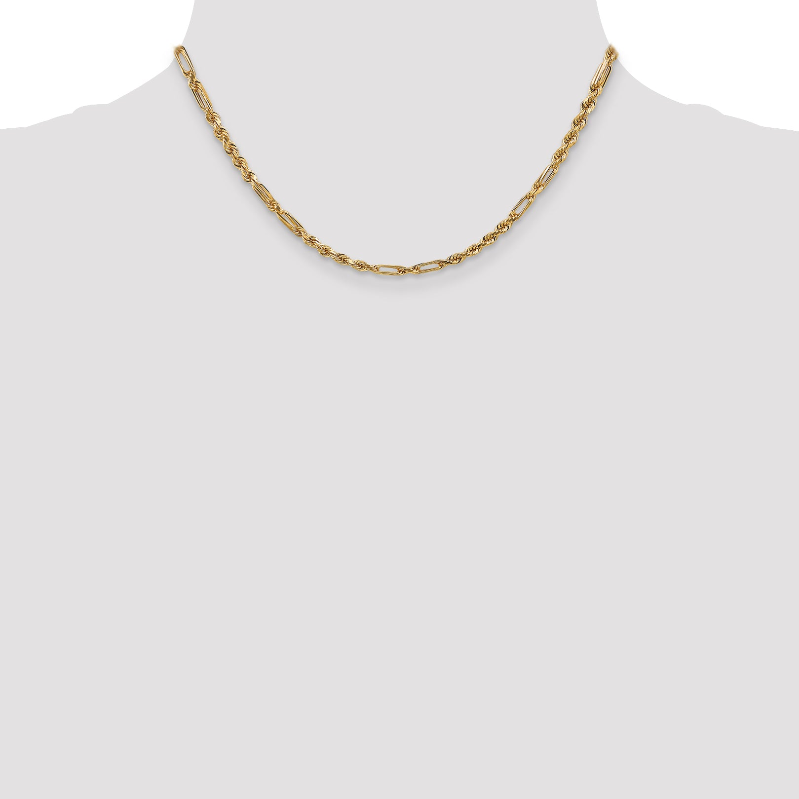 14K 16 inch  3mm Diamond-cut Milano Rope with Lobster Clasp Chain