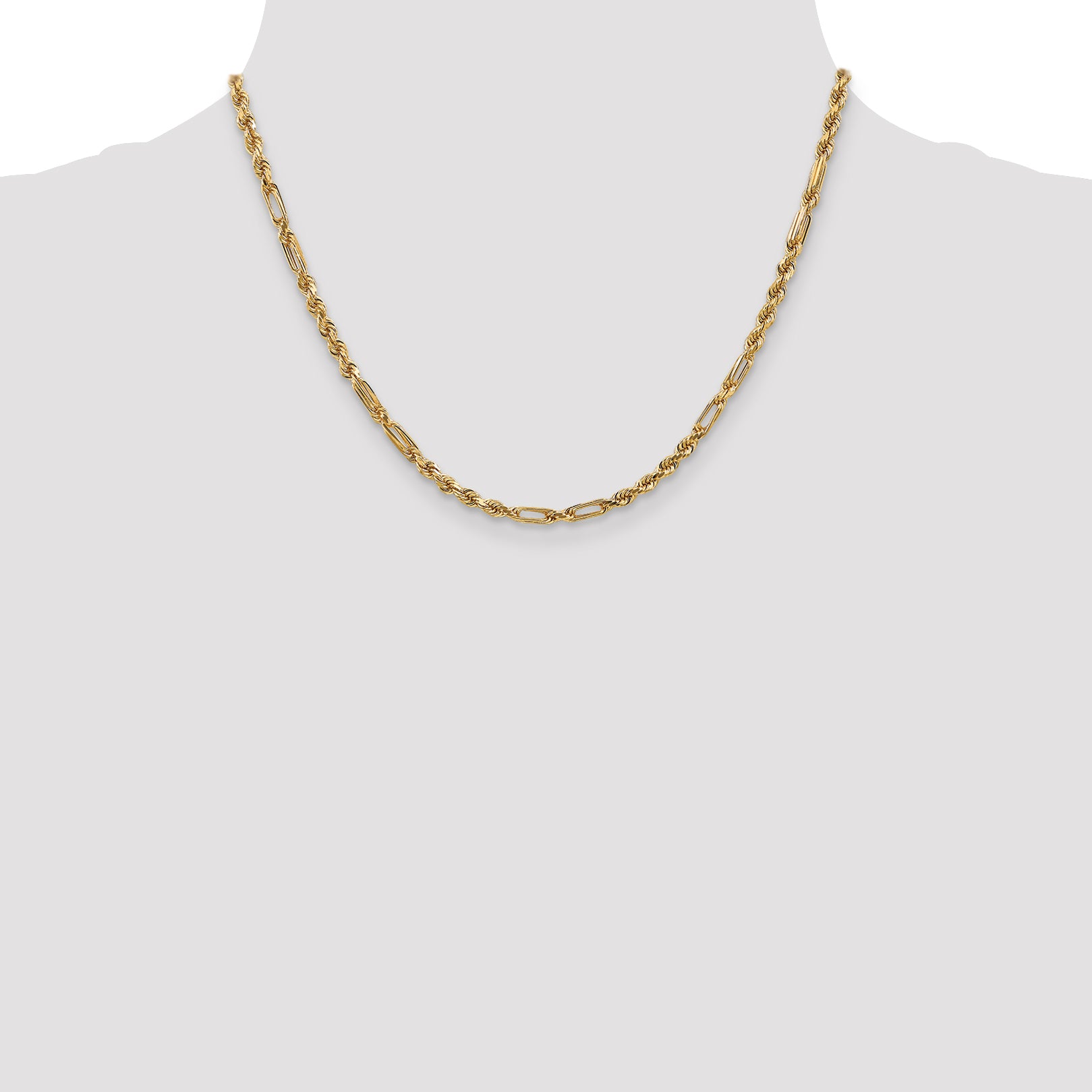 14K 3mm Diamond-Cut Milano Rope with Lobster Clasp Chain
