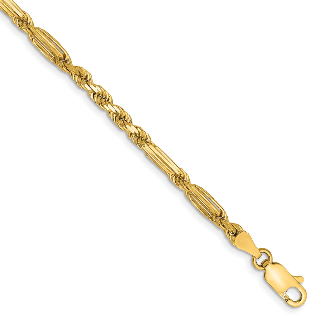 14K 3mm Diamond-Cut Milano Rope with Lobster Clasp Chain