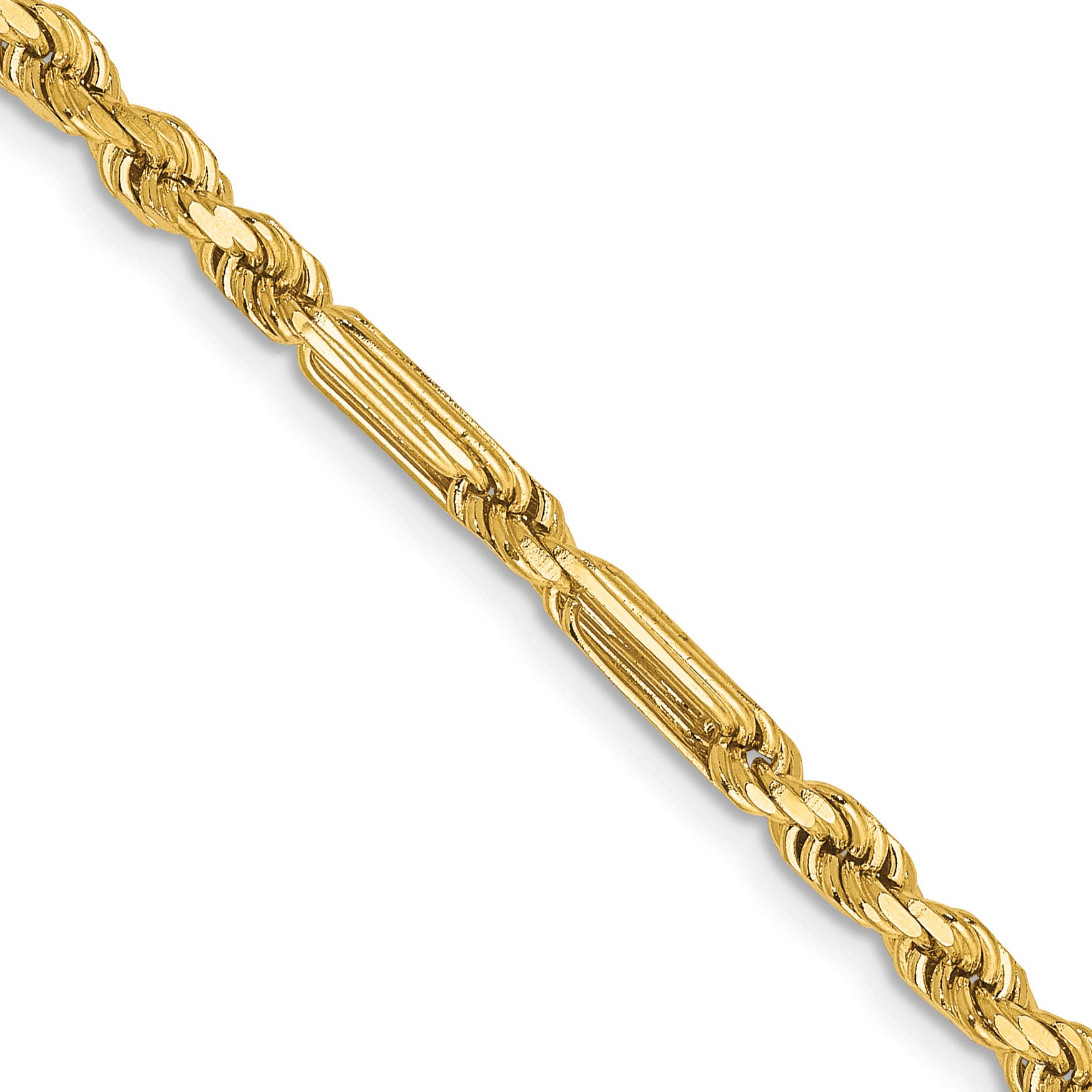 14K Yellow Gold Solid Diamond-Cut Rope Chain Necklace 3mm Main image