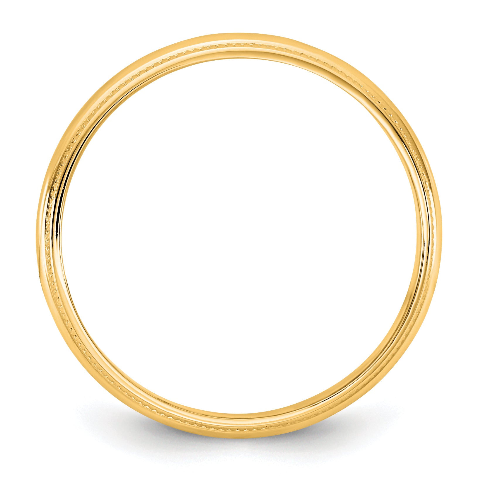 10KY 3.5mm LTW Milgrain Half Round Band Size 14