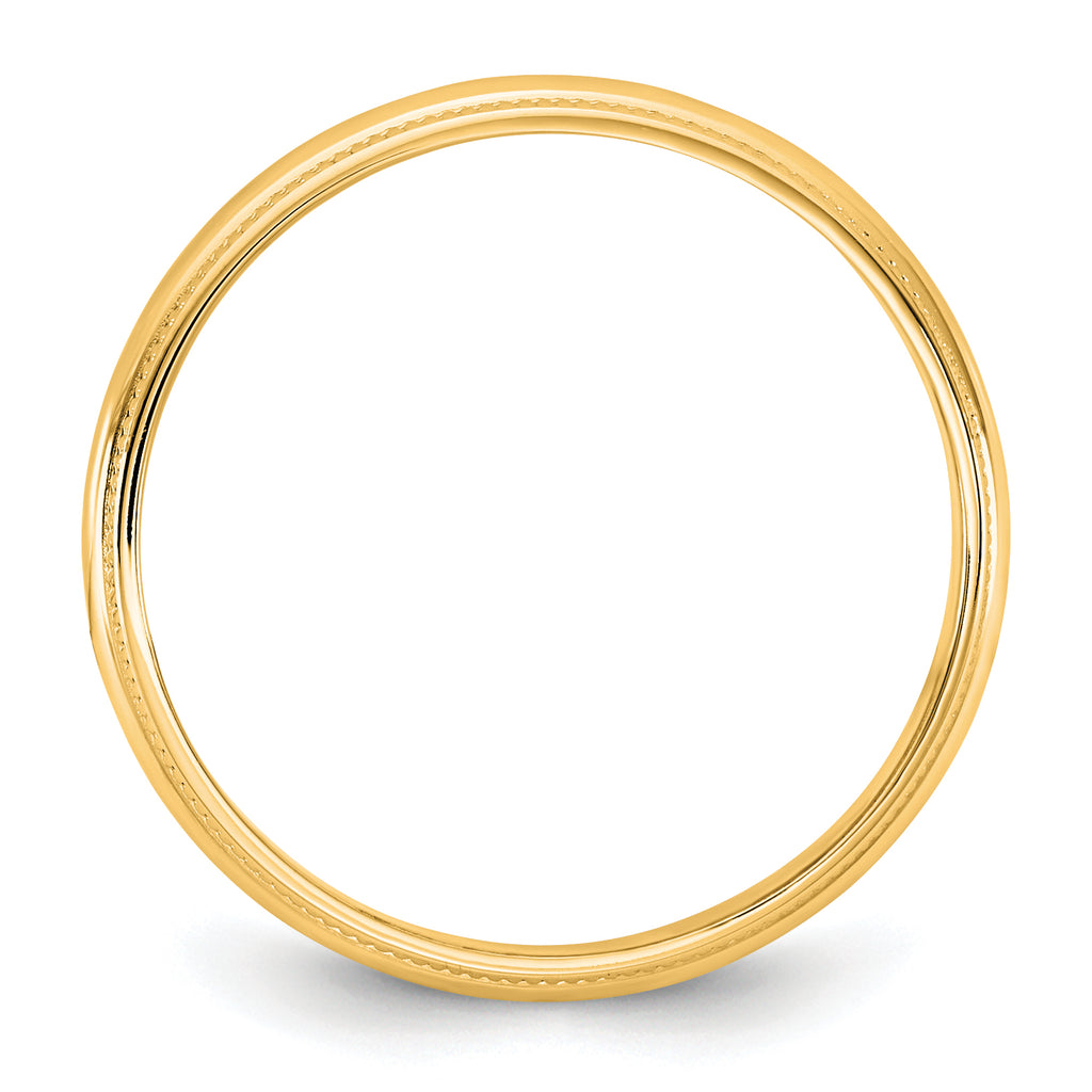 10KY 3.5mm LTW Milgrain Half Round Band Size 14