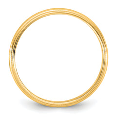 10KY 3.5mm LTW Milgrain Half Round Band Size 14