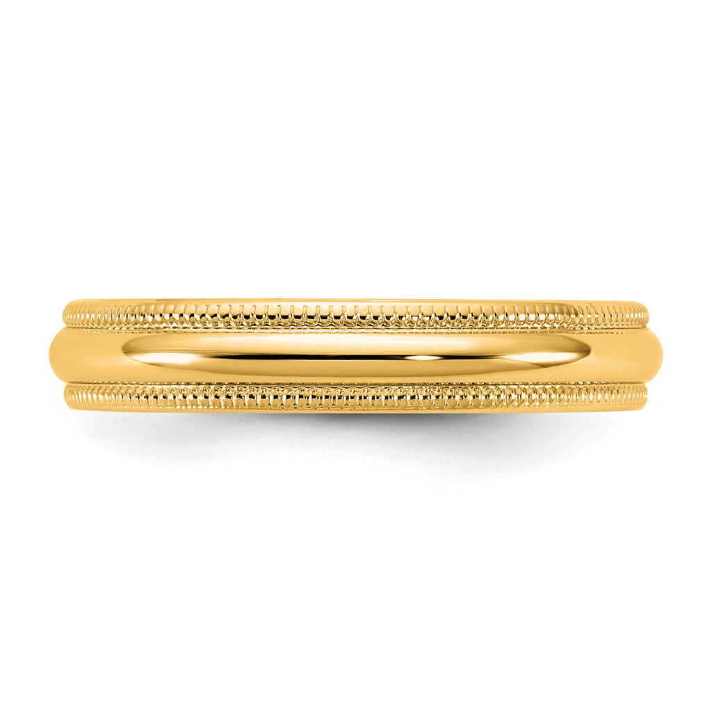 14KY 3.5mm Lightweight Milgrain Half Round Band