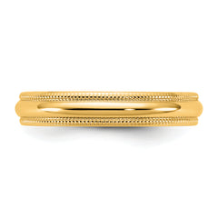 10KY 3.5mm LTW Milgrain Half Round Band Size 14