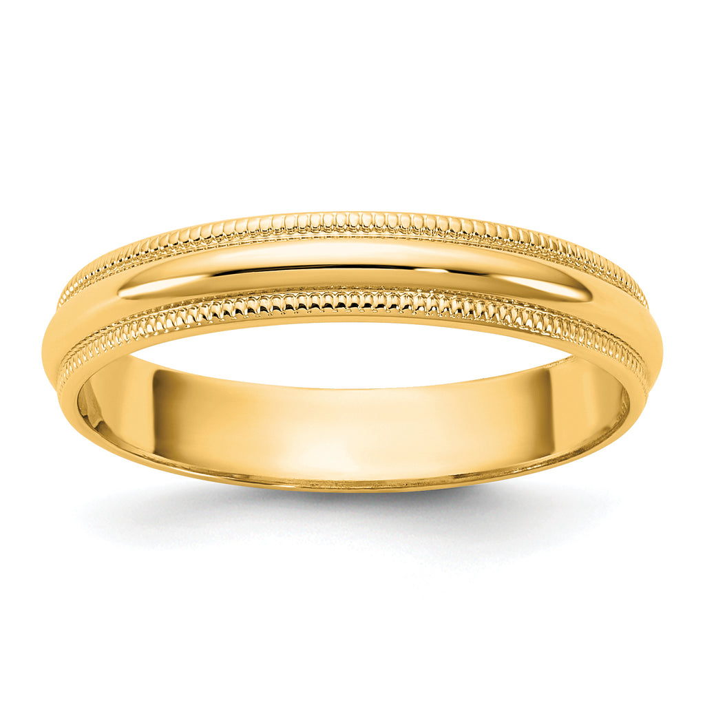 14KY 3.5mm Lightweight Milgrain Half Round Band