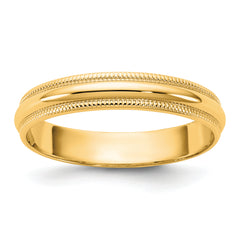 10KY 3.5mm LTW Milgrain Half Round Band Size 14