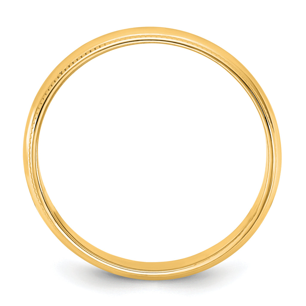 10KY 4.5mm LTW Milgrain Half Round Band Size 14