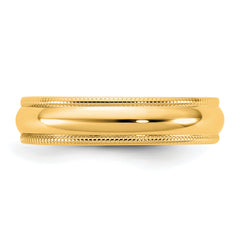 10KY 4.5mm LTW Milgrain Half Round Band Size 14