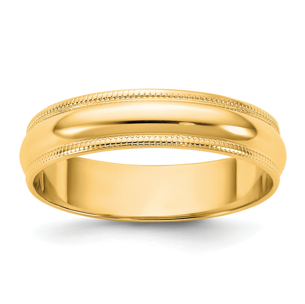 14KY 4.5mm LTW Milgrain Half Round Band Size 14