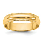 14KY 4.5mm LTW Milgrain Half Round Band Size 14